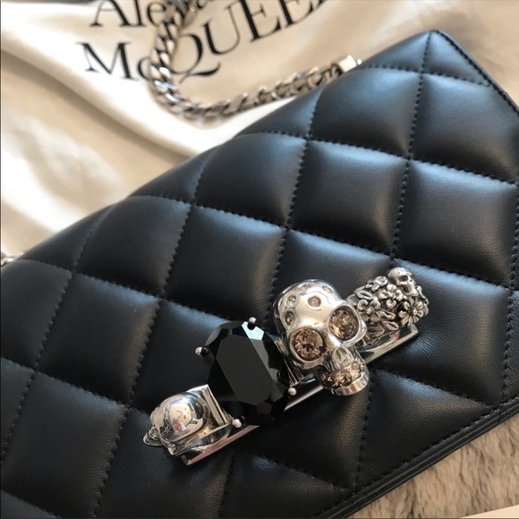 💥SOLD💥 ALEXANDER MCQUEEN QUILTED JEWELED SATCHEL - Picture 10 of 12